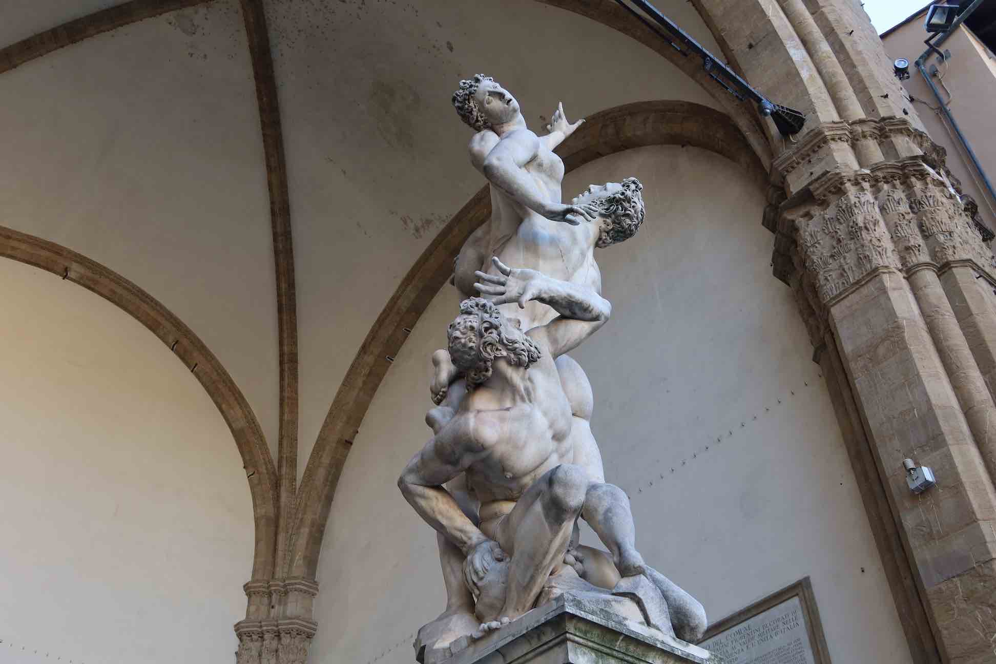 Sculpture Rape of Sabines near Uffizi entrance