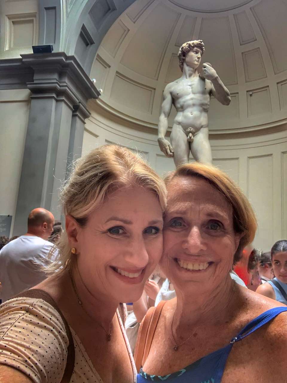 Elyssa and her mom with David statue