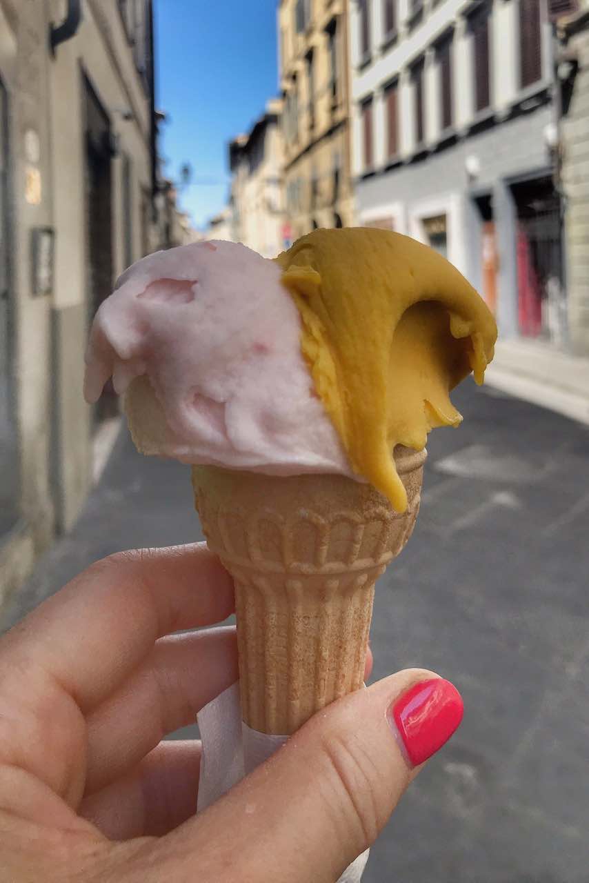 orange and pink gelato in florence