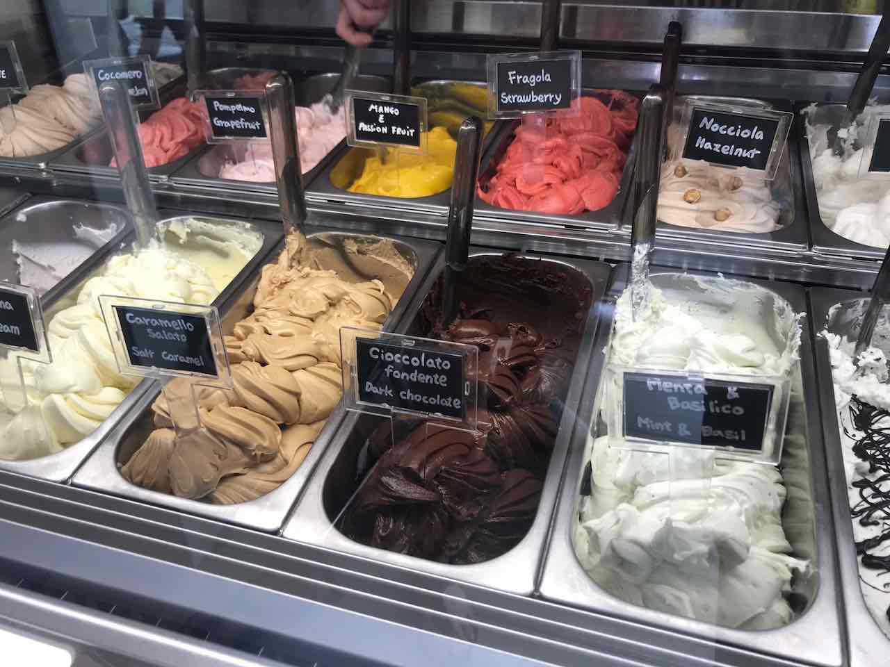 Various tastes of gelato in florence