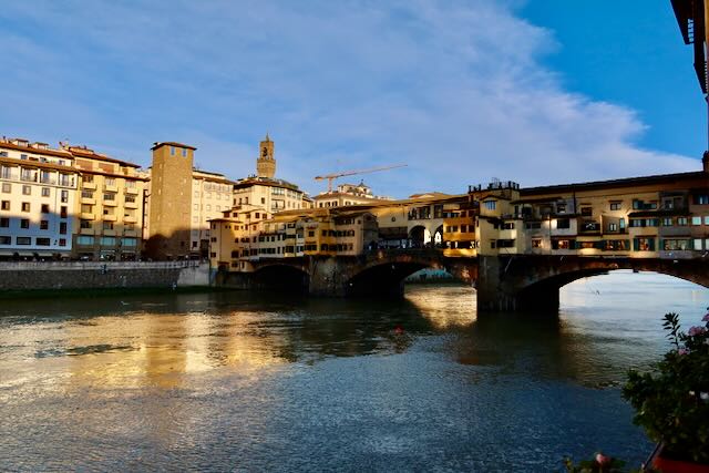 Ponte Vecchio and Arno river in winter