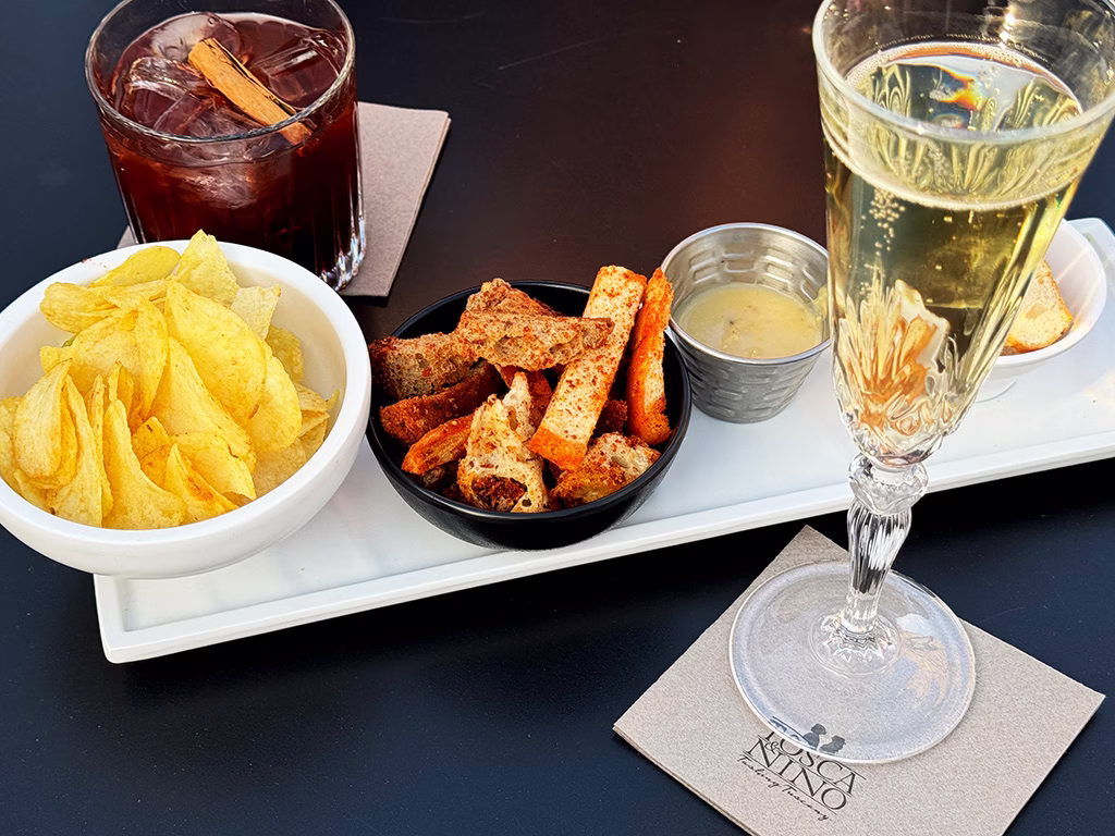 ToscaNino Aperitivo plate and cocktail glasses