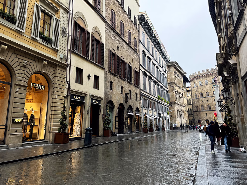 Via De Tornabuoni street in the rain