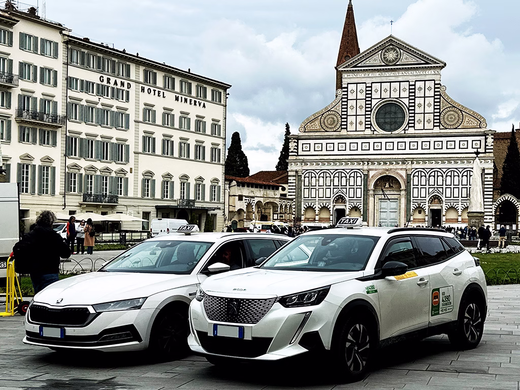 Taxi rank outside basilica of Santa Maria Novella