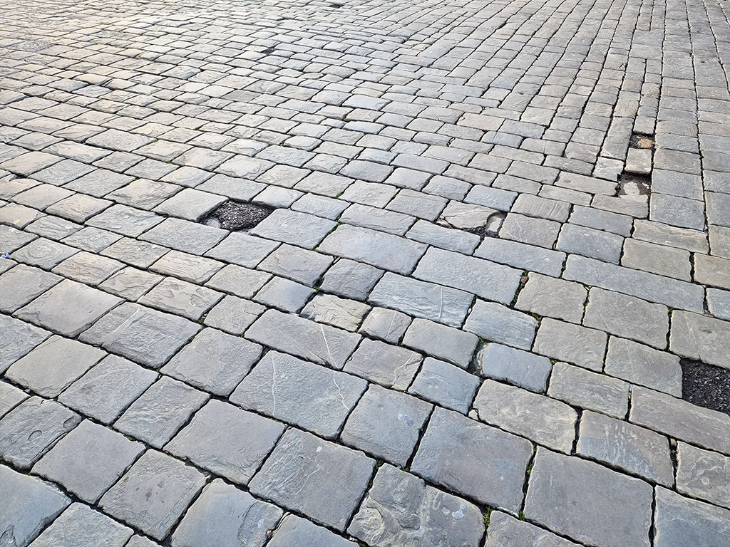 Cobbles of Florence street close up